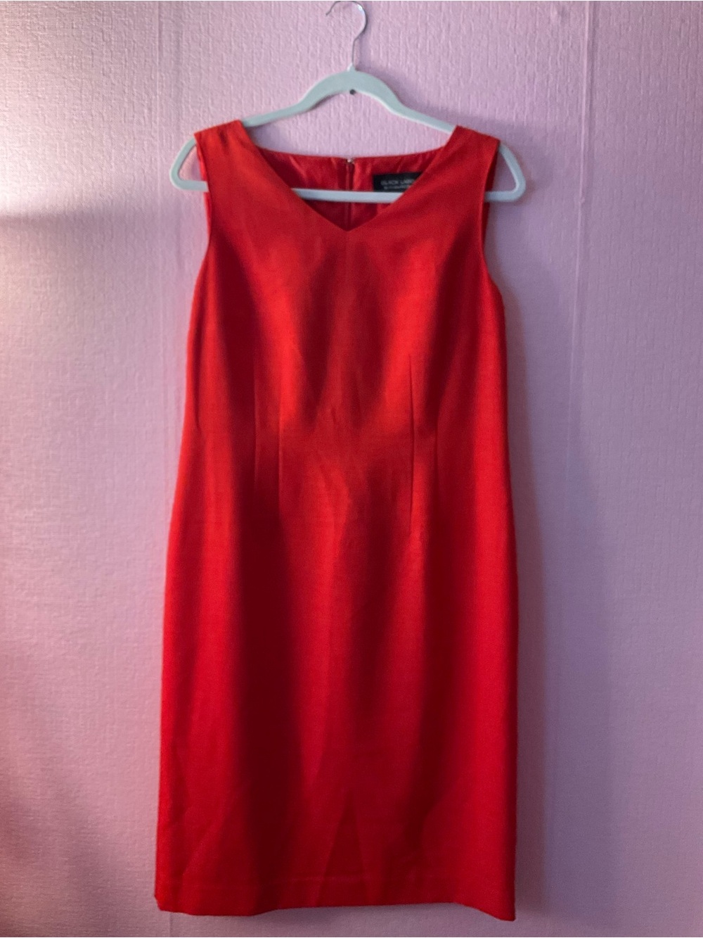 Evan Picone Classic Red V-Neck Sleeveless Midi Dress